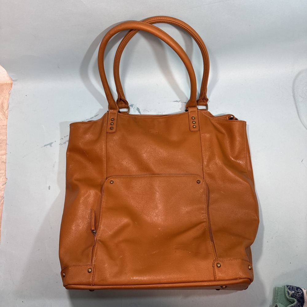 Solo Computer Laptop Bag Messenger Commuter Caramel Color Tote Pockets 17"x16"